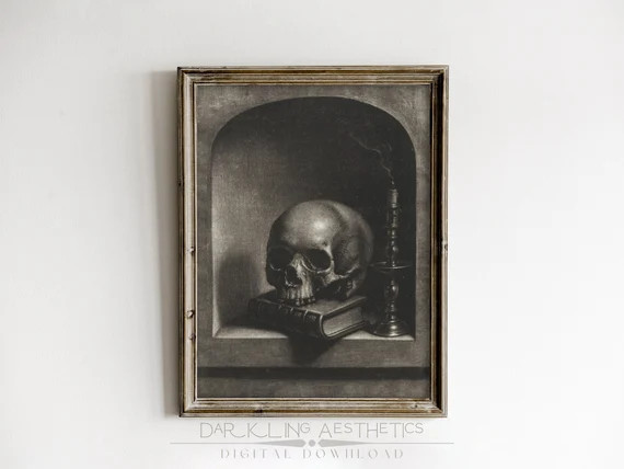 Skull Book and Candle Print  Vintage Moody Victorian Gothic - Etsy | Etsy (US)