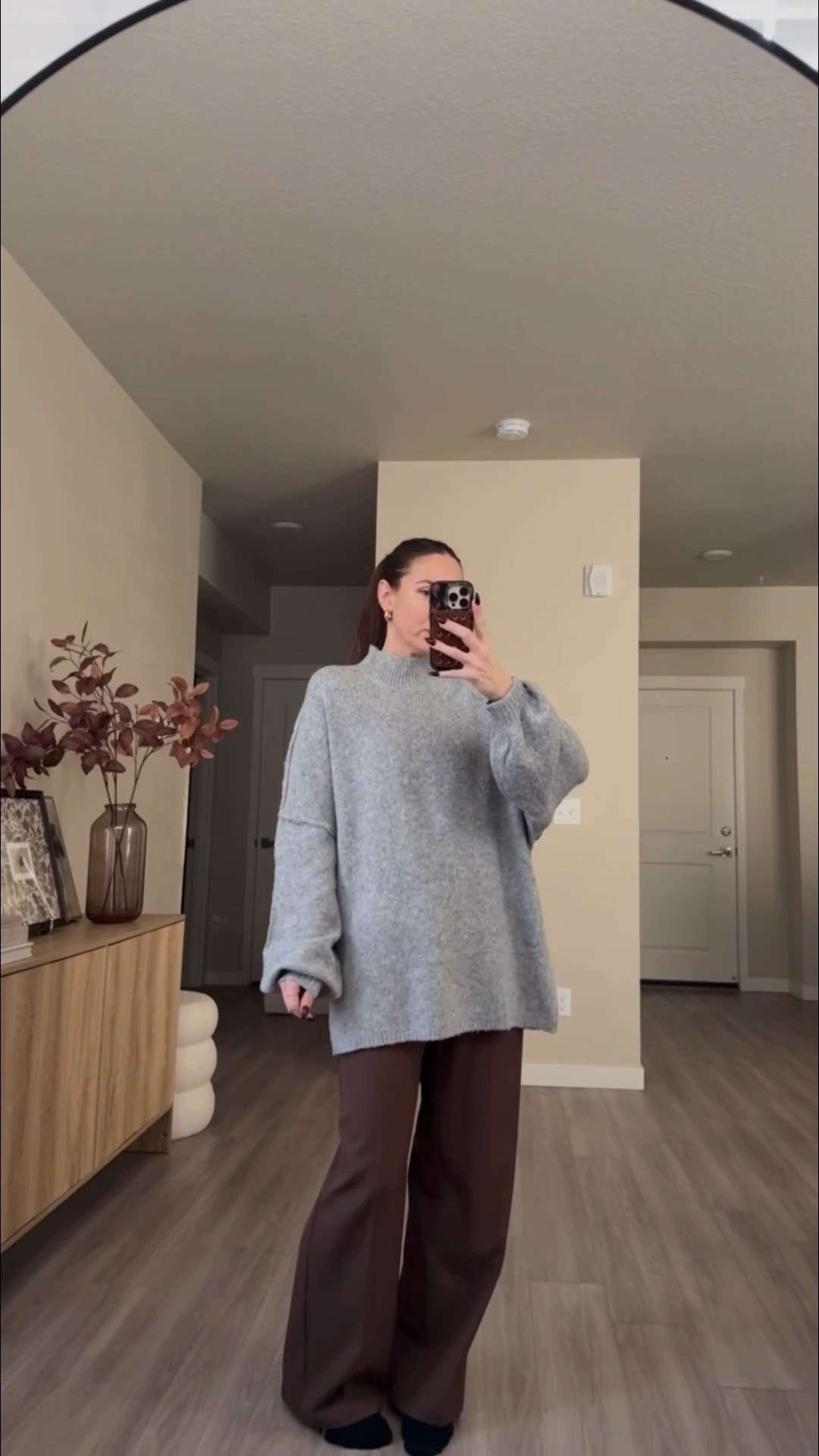 number one trending sweater on amazon right now!!

cozy sweater.  wearing medium.  no need to size up.  it's very oversized. 