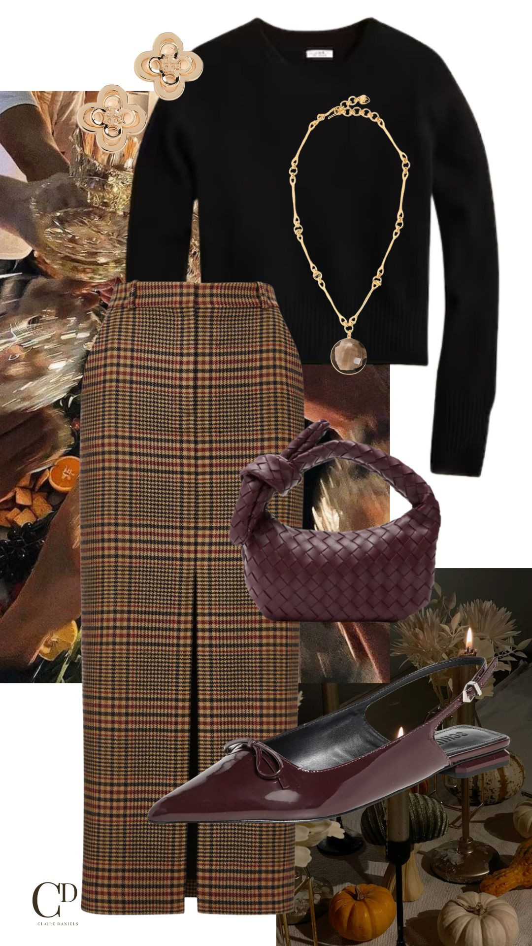 Thanksgiving Outfit Inspiration! This look is for a swanky Thanksgiving gathering. This Veronica Beard skirt is the most stunning statement piece. Paired with a simple black sweater and accessories. This bag is $80!  

 #LTKHoliday #LTKSeasonal #LTKFindsUnder100