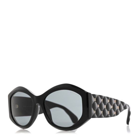 Acetate Quilted CC Sunglasses 5486-A Black | FASHIONPHILE (US)