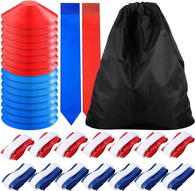 16 Player Flag Football Set 16 Football Belts Each with 3 Football Flags,16 Red and Blue Cones an... | Amazon (US)