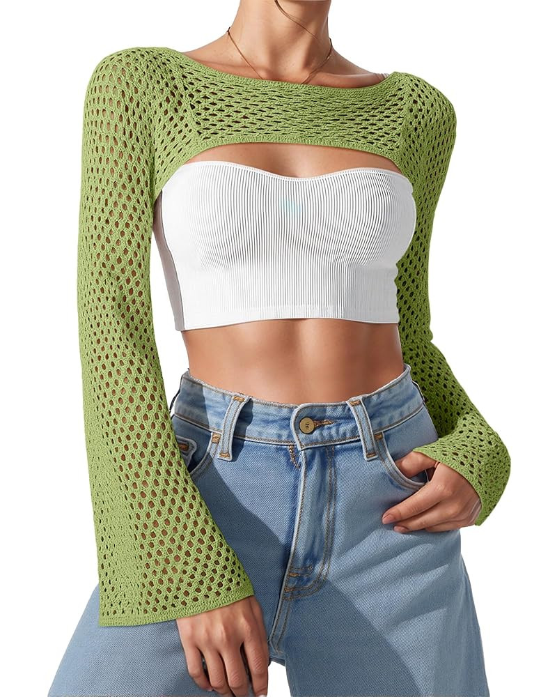 Bloggerlove Crochet Crop Tops for Women Trendy Bolero Hollow Out Shrug Sweaters Sexy Beach Cover ... | Amazon (US)
