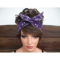 Wired Headband Summer Fashion Headwrap Dark Purple Bandana Dolly Bow - Choose Color | Etsy (US)