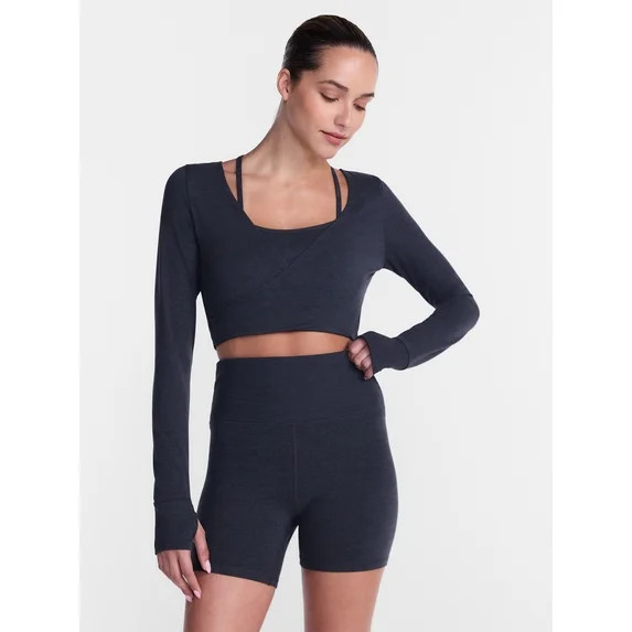 Athletic Works Women's ButterCore Wrap Top with Built In Bra, Sizes XS-XXXL | Walmart (US)