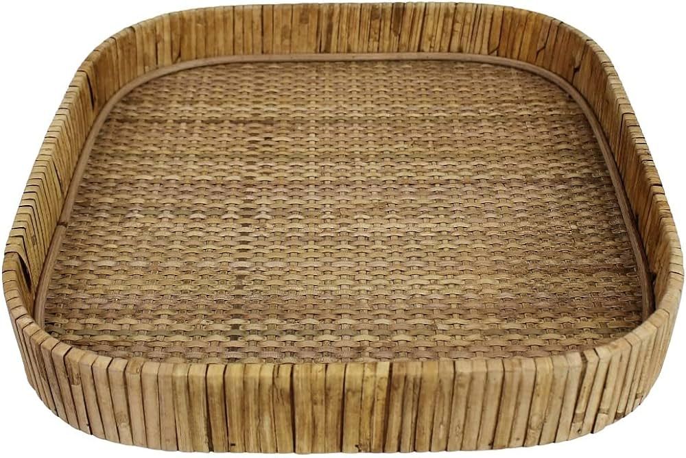 AREOhome HomArt 50054-0 Large Cayman Tray, 13-inch Square, Rattan | Amazon (US)