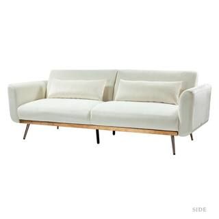 JAYDEN CREATION Cartier 83 in. Ivory 3-Seat Velvet Sofa SFDC0025-IVORY | The Home Depot