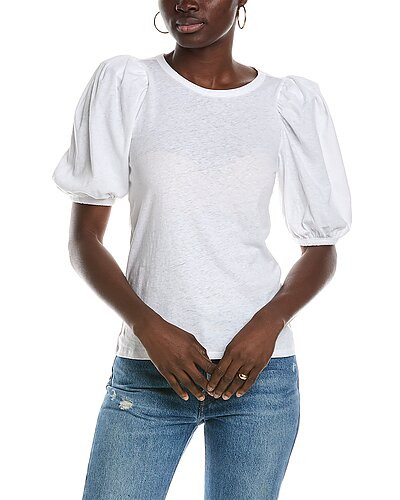 Isadora Balloon Sleeve Linen-Blend T-Shirt | Gilt & Gilt City