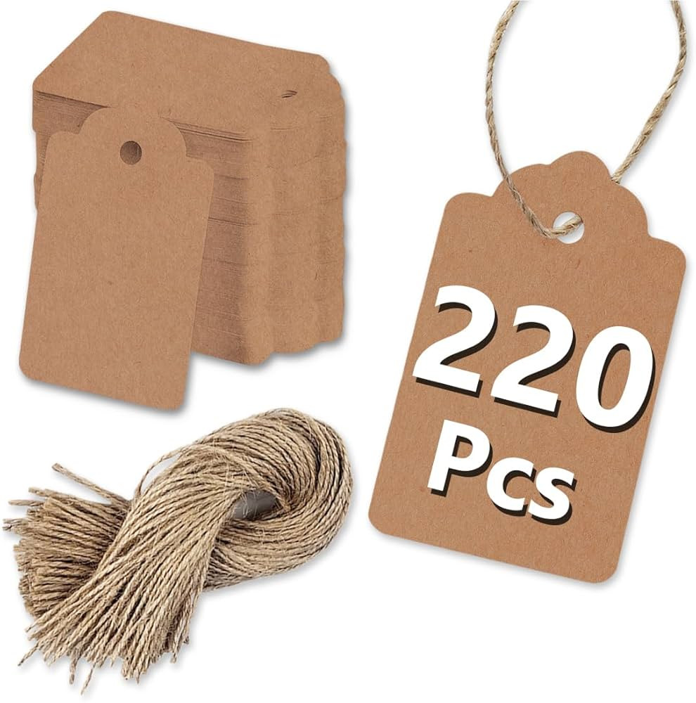 PH PERKHOMY 220 Pcs Kraft Paper Gift Tags with String, Blank Gift Bags Tags Price Tags for Gifts ... | Amazon (US)