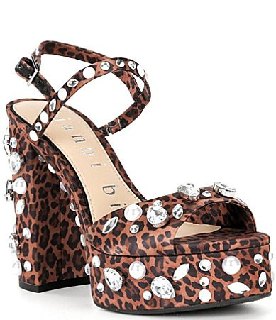 Gianni Bini Calvan Two Leopard Jewel Ornamented Platform Dress Sandals - 5 | Dillard's