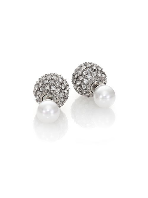 Faux Pearl & Pavé Double Stud Earrings | Saks Fifth Avenue (CA)