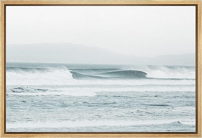 wall26 Framed Canvas Print Wall Art Rushing Ocean Waves on Washed Out Beach Nature Wilderness Pho... | Amazon (US)