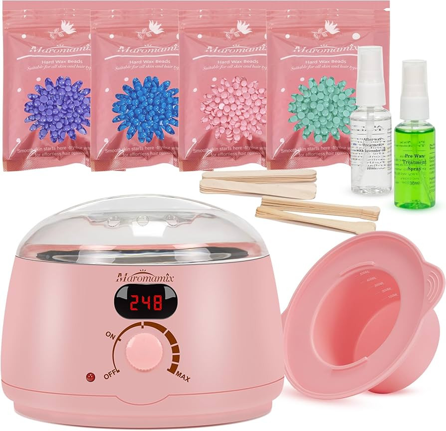 Waxing Kit -Digital Wax Warmer Machine for Hair Removal with 4 Packs of Hard Wax Beads & Silicone... | Amazon (US)