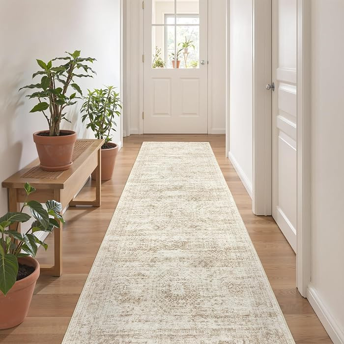 2x8 Runner Rug Non Slip,Washable Hallway Runner Rug,Beige | Amazon (US)