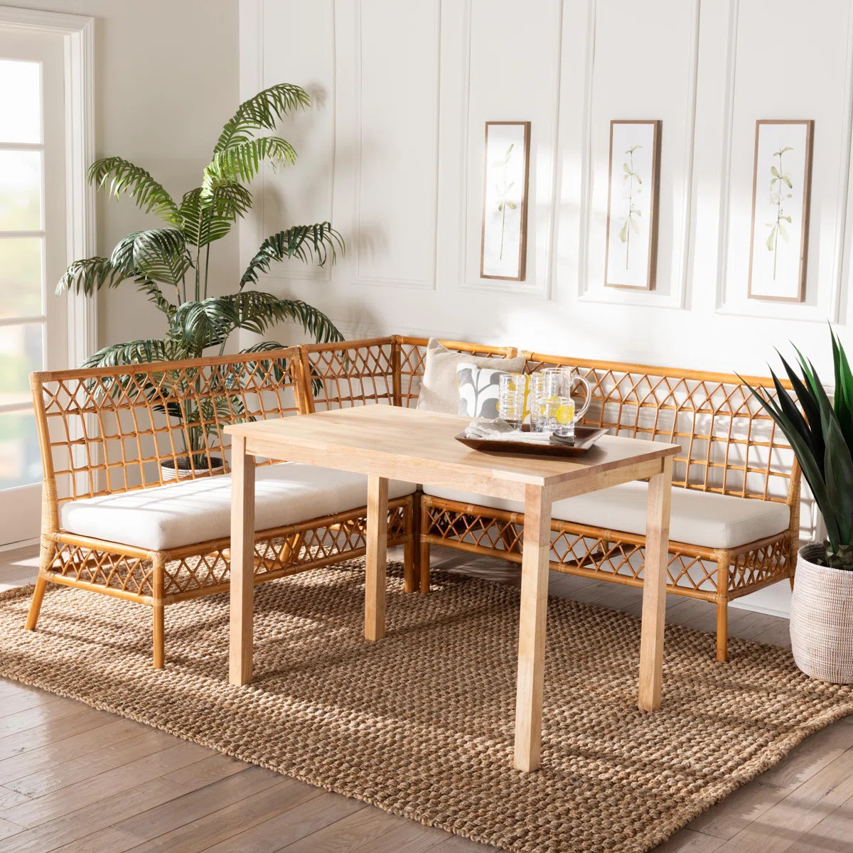 Camica 27.6'' L x 43.3'' W Rattan Dining Set | Wayfair North America
