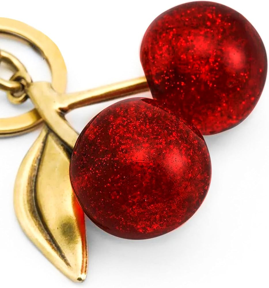 FASTFAIRY Glitter Cherry Bag Charm with Key Ring and Clip – Sparkling Resin & Metal Accessory f... | Amazon (US)