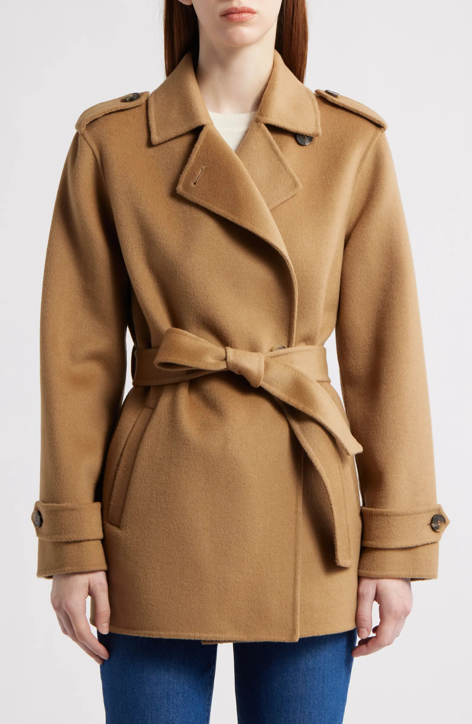 Double Face Wool Blend Crop Trench Coat | Nordstrom