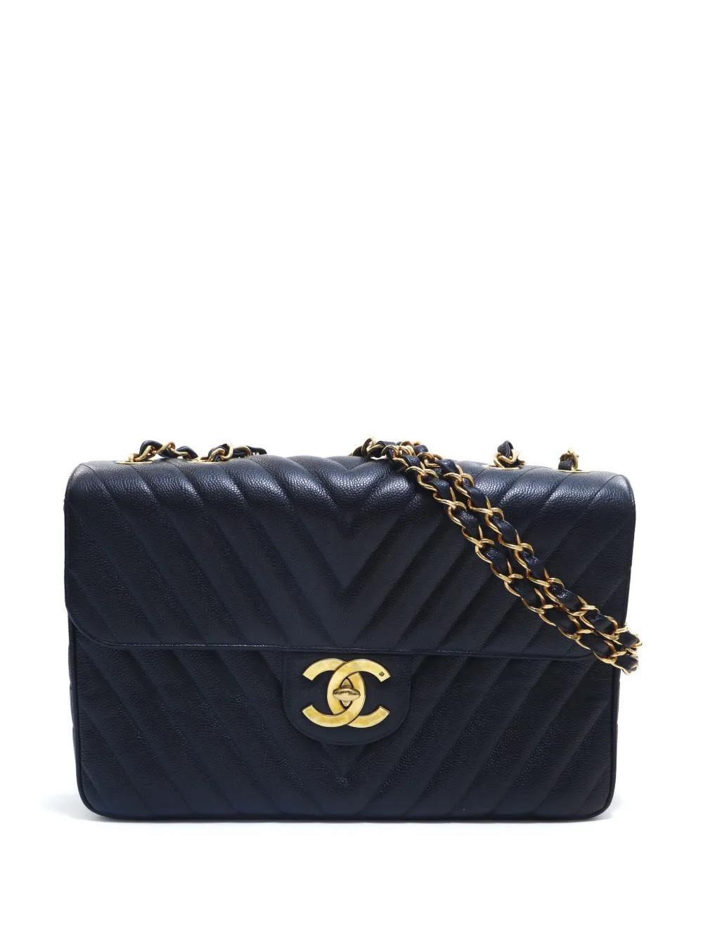 CHANEL Pre-Owned 1992 chevron-quilted shoulder bag - Black | Farfetch Global