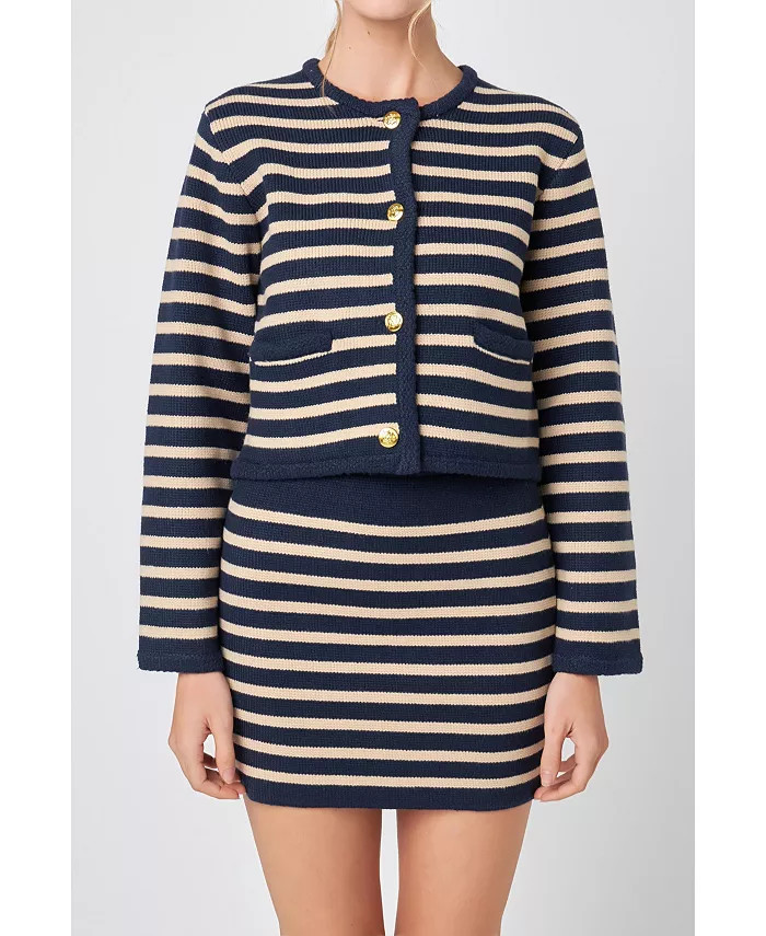 Women's Knit Striped Sweater Cardigan | Macys (US)
