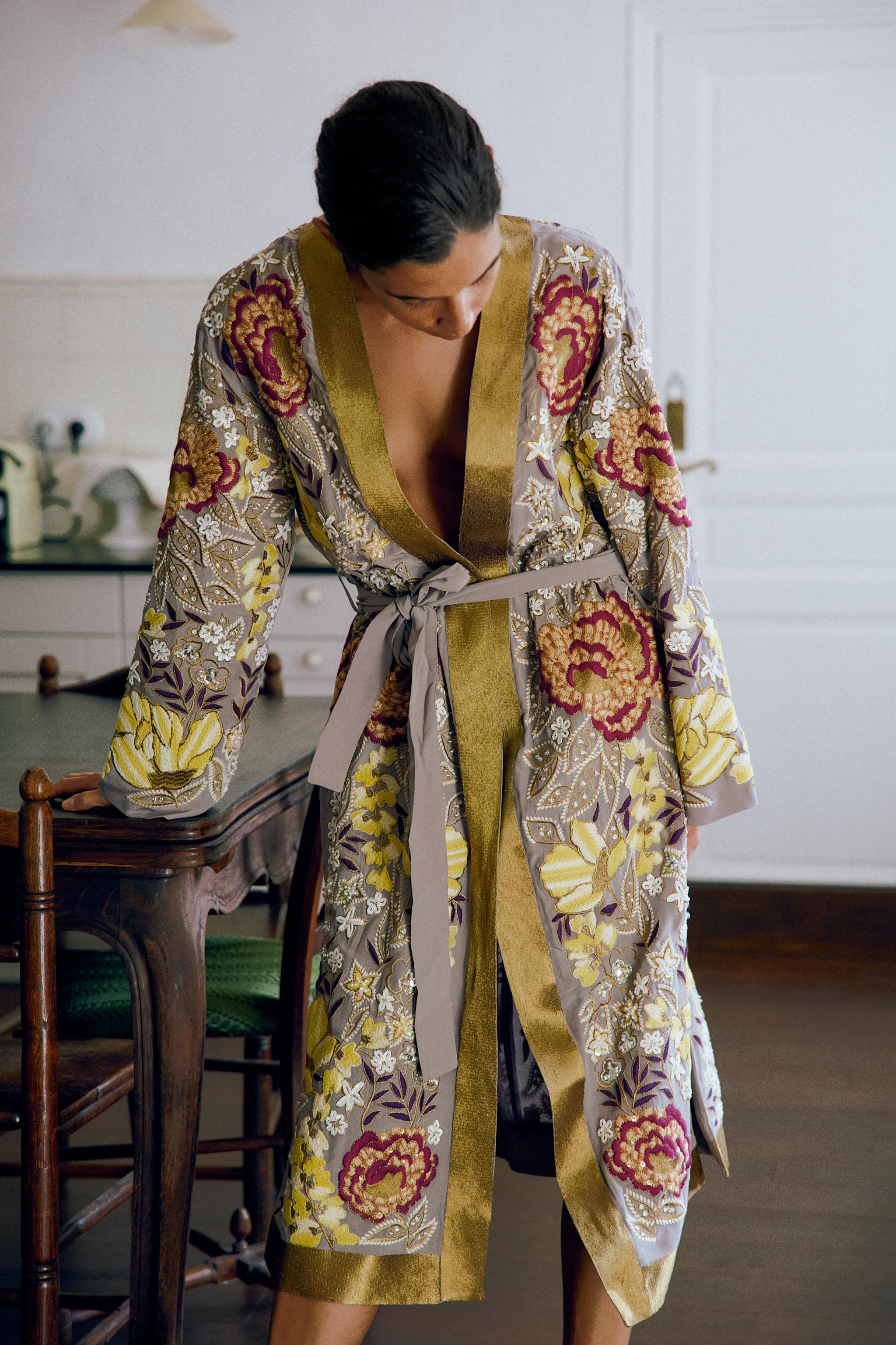 LIMITED EDITION EMBROIDERED FLORAL BEADED KIMONO | Zara UK