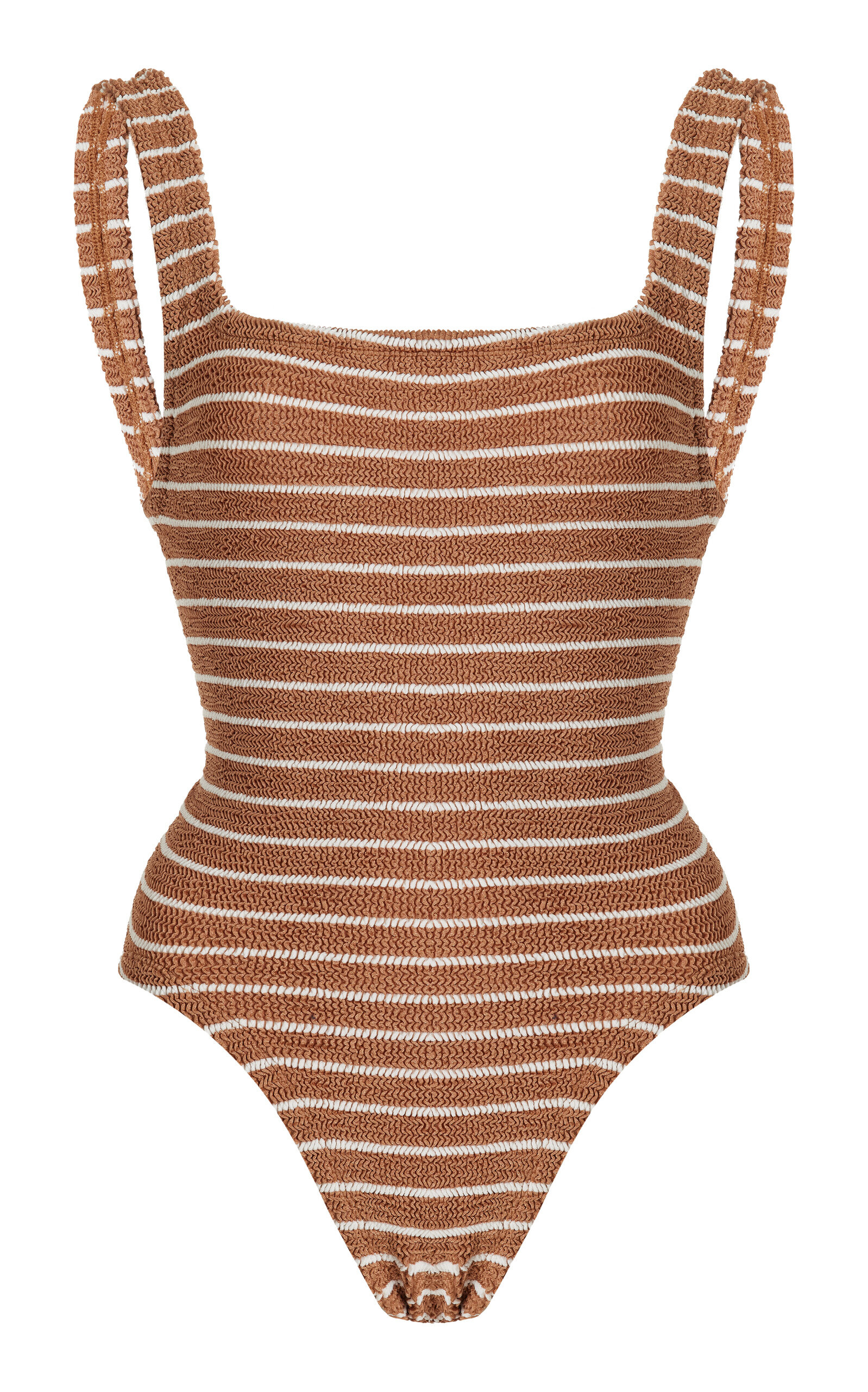 Square-Neck Seersucker One-Piece Swimsuit | Moda Operandi (Global)