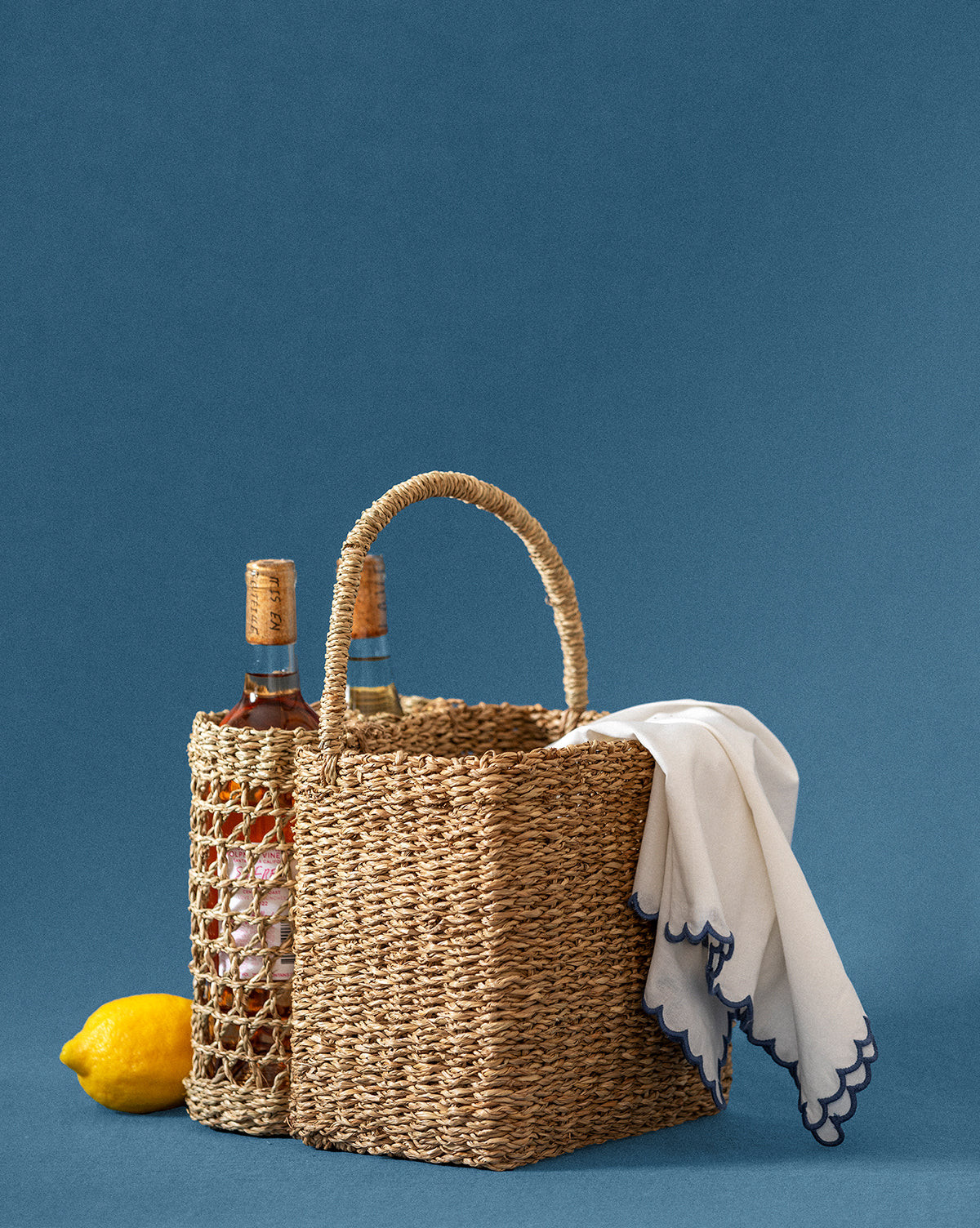 Hand-Woven Seagrass Basket with Handle & Bottle Holder | McGee & Co. (US)