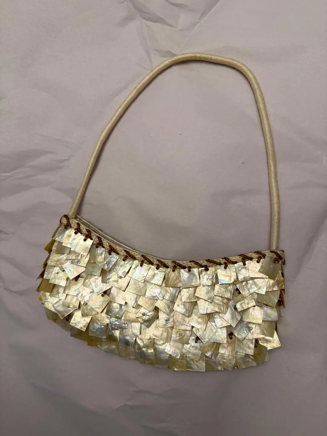 Handmade Seashell Beaded Silk Shoulder Bag/purse - Etsy | Etsy (US)