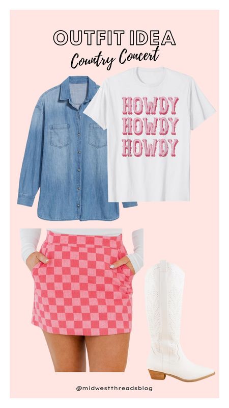 Country concert outfit, rodeo outfit, checkered skirt, country graphic tee

#LTKshoecrush #LTKFestival #LTKunder100