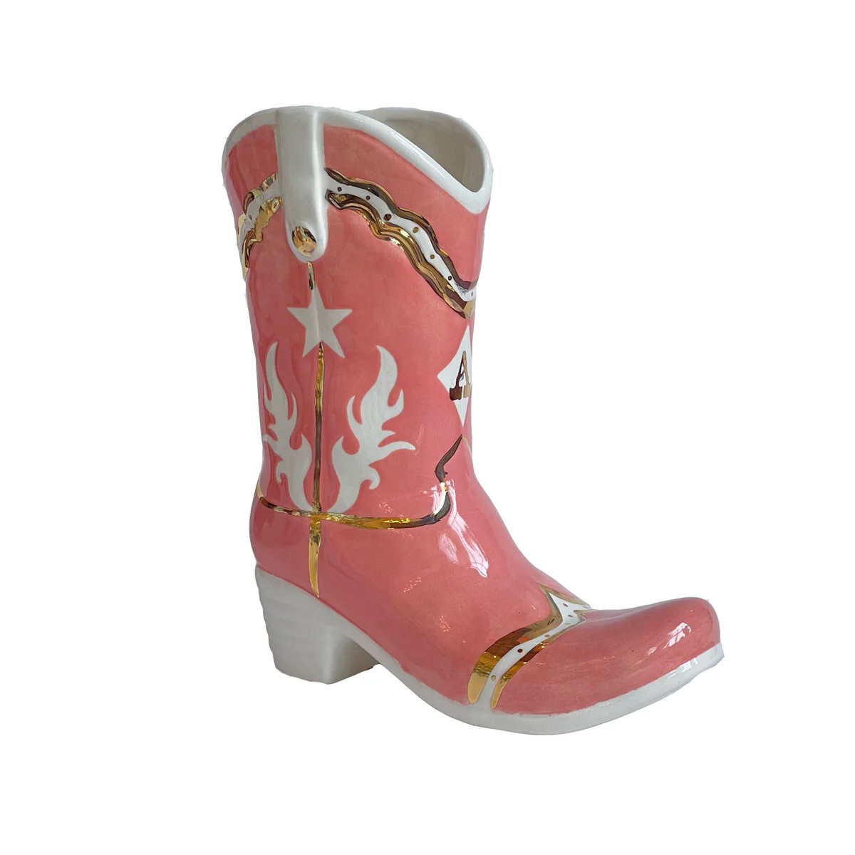 Single Tone Monogrammed Cowboy Boot Vase | Ruby Clay Company
