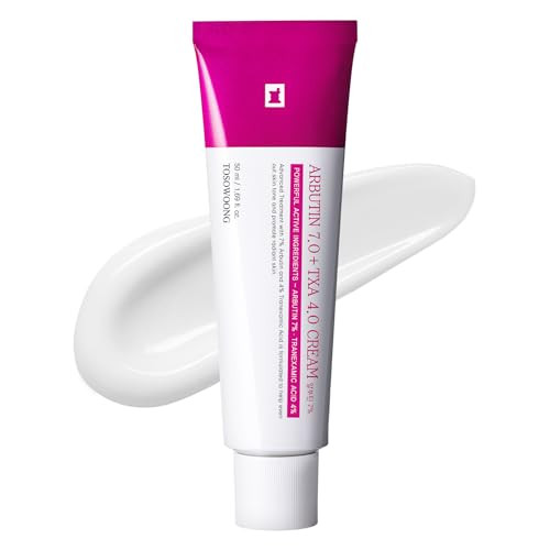 TOSOWOONG Arbutin 7% + Tranexamic Acid 4% Cream, 70,000ppm Arbutin, 40,000ppm TXA, Niacinamide, Glutathione, Dark Spots, Freckle, Blemishes, Pigmetation, Korean Skin Care, 50ml, 1.69 fl.oz. | Amazon (US)