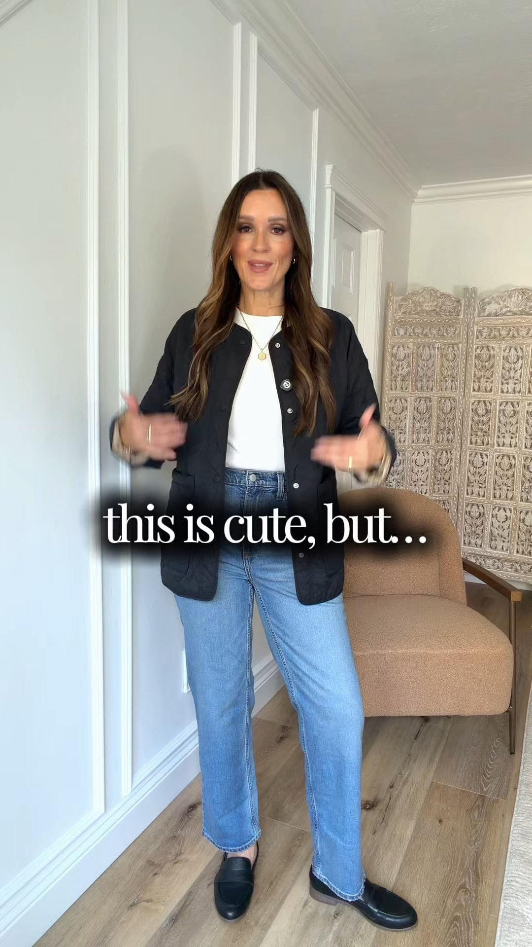 But this is cuter! Just a little bit of styling can make all the difference!

Jacket-small
Jeans-size up one

#LTKgrwm #LTKootd #LTKOver40