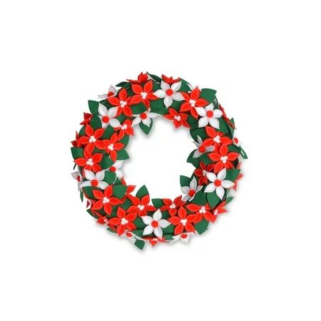 Holiday Time Christmas 22"" Felt Poinsettia Wreath | Walmart (US)