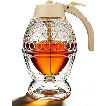 Honey Dispenser, No Drip Glass Maple Syrup Dispenser with Stand, Reusable Honey Jars, Easy Pour H... | Amazon (US)