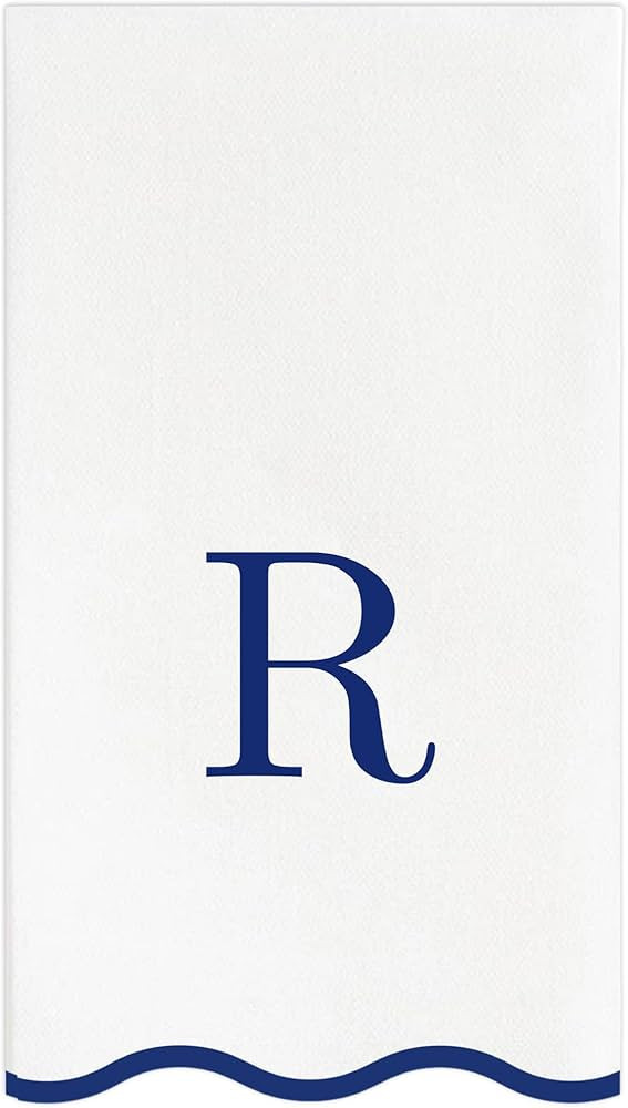 Stxy's Monogram Guest Towels, 40 Lettered Hand Towels - Navy Blue Letter 'R', Decorative Scallope... | Amazon (US)