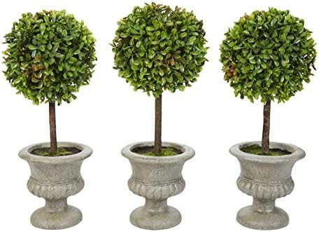 Pure Garden Faux Boxwood– 3 Matching Realistic 12.5" Tall-Round Topiary Arrangements in Decorat... | Amazon (US)