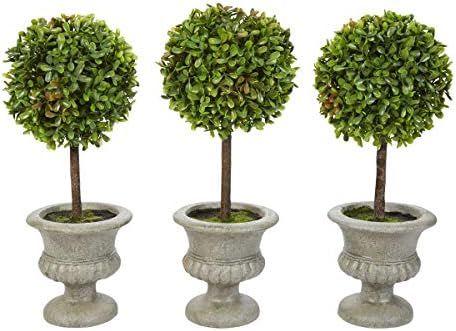 Pure Garden Faux Boxwood– 3 Matching Realistic 12.5" Tall-Round Topiary Arrangements in Decorat... | Amazon (US)