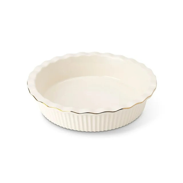 Thyme & Table 9" Ceramic Pie Dish - White Ribbed | Walmart (US)