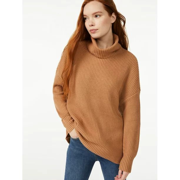 Free Assembly Women's Turtleneck Tunic Sweater - Walmart.com | Walmart (US)