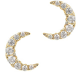 Diamonique Crescent Moon Stud Earrings, Sterlin g Silver | QVC