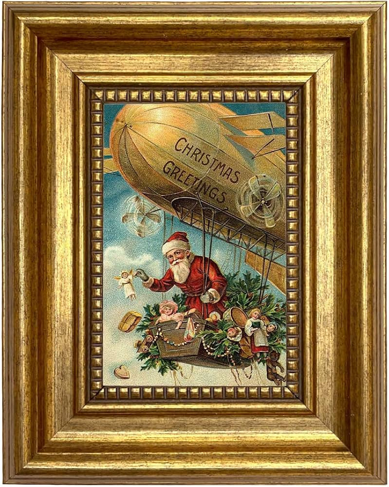 Schooner Bay Co. Santa Claus in Flying Machine Framed Christmas Holiday Print Victorian Steampunk... | Amazon (US)