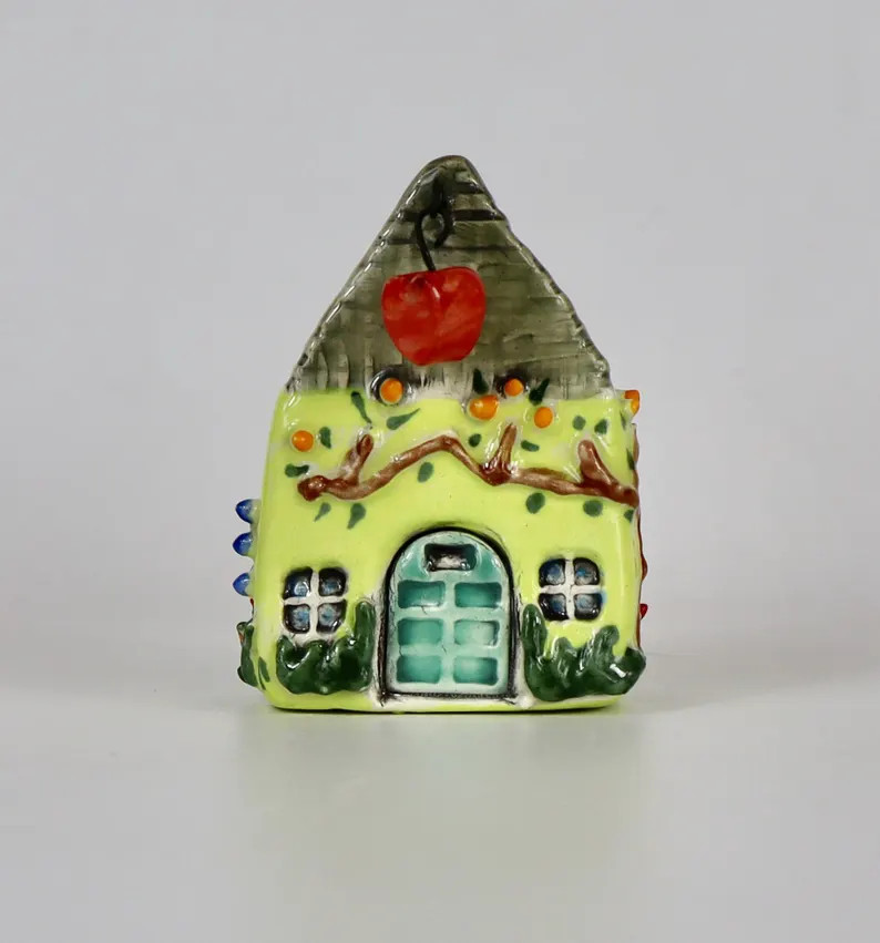 Whimsical Miniature Hanging Heart Cottage - Hand-built Little House - Ceramic Cottage - Etsy | Etsy (US)