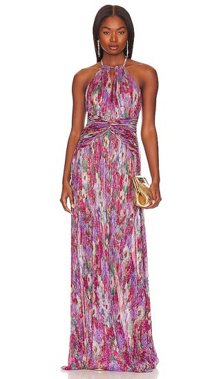 Halter Neck Maxi Dress in Pink Multi | Revolve Clothing (Global)