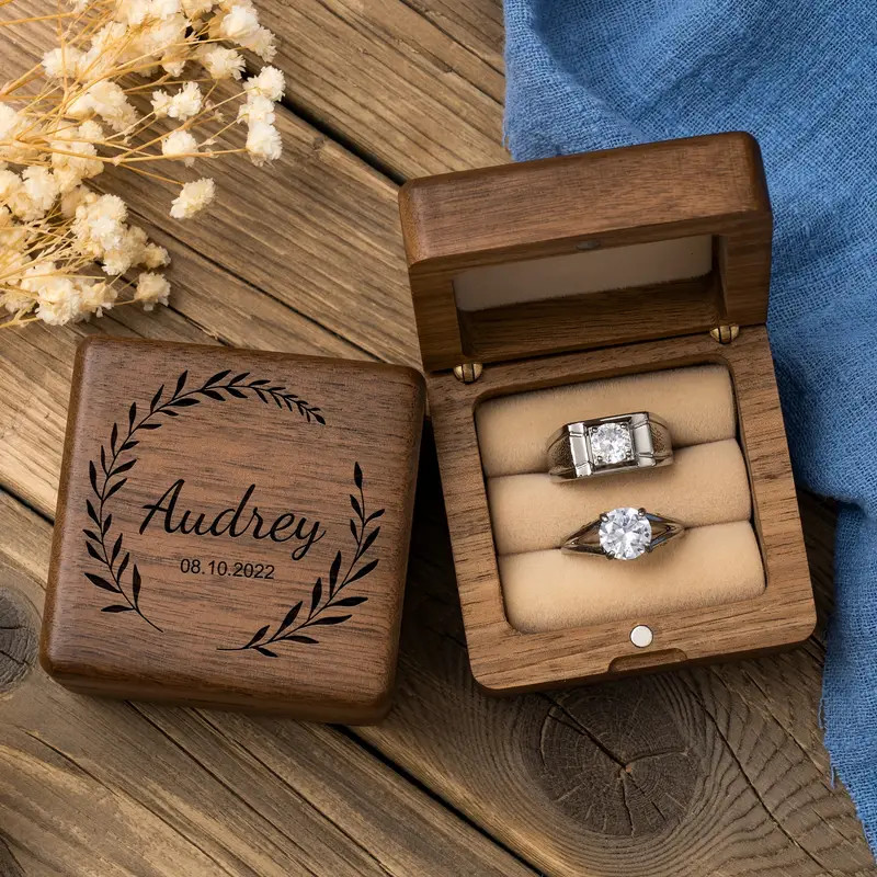 Custom Engraved Engagement Ring Box Custom Square Wooden - Temu | Temu Affiliate Program