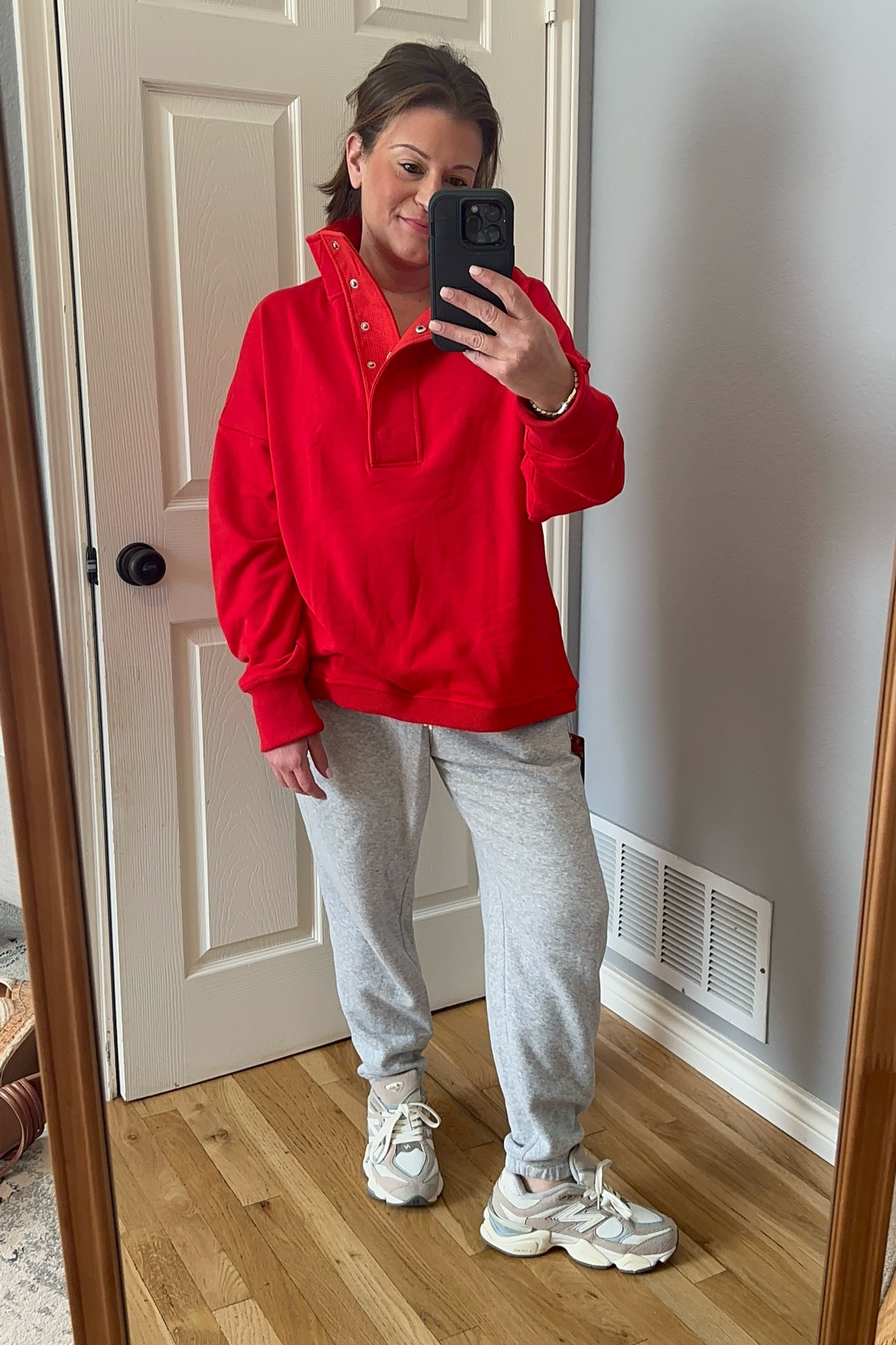 Red sweatshirt, spring fashion, mom looks, over forty fashion, casual but cute 

#LTKFindsUnder100