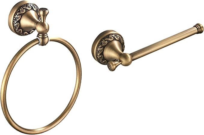 Leyden Brass Toilet Paper Holder,Antique Towel Ring Retro Hand Towel Holder Tissue Roll Paper Han... | Amazon (US)