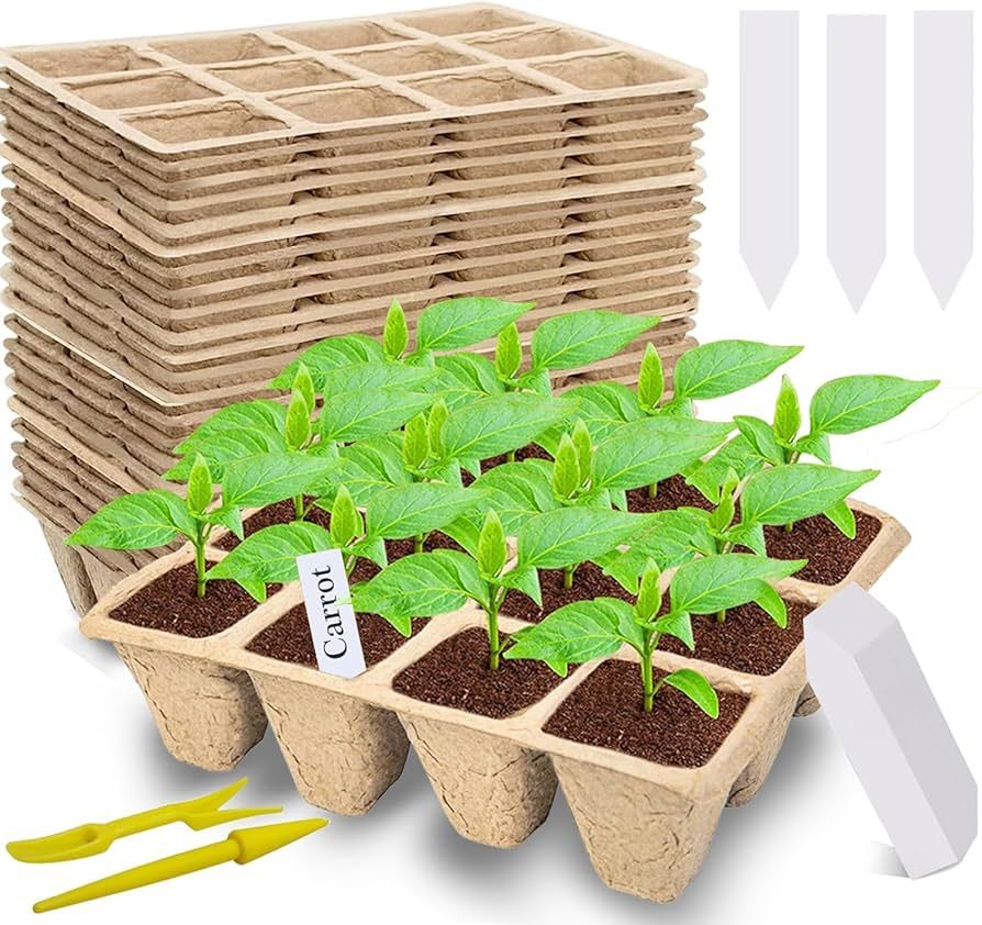 240 Cells Seed Starter Tray, 20 Packs Biodegradable Peat Pots for Seedlings, Organic Germination ... | Amazon (US)