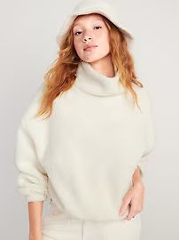 Cropped Sherpa Turtleneck Sweater for Women | Old Navy (US)