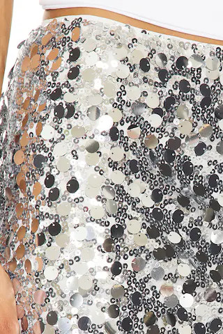 Ishani Mini Skirt in Silver | Revolve Clothing (Global)