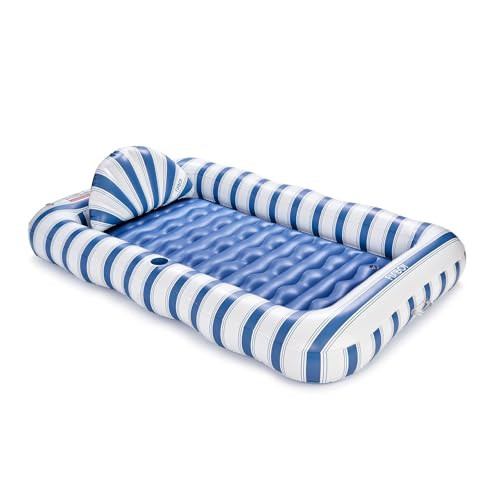 FUNBOY Tanning Pool Lounger Float Denim Blue, XL 72'' x 48'' Pool Float with Custom Pillow and Large Cup Holder, Perfect for Pool or Backyard. | Amazon (US)