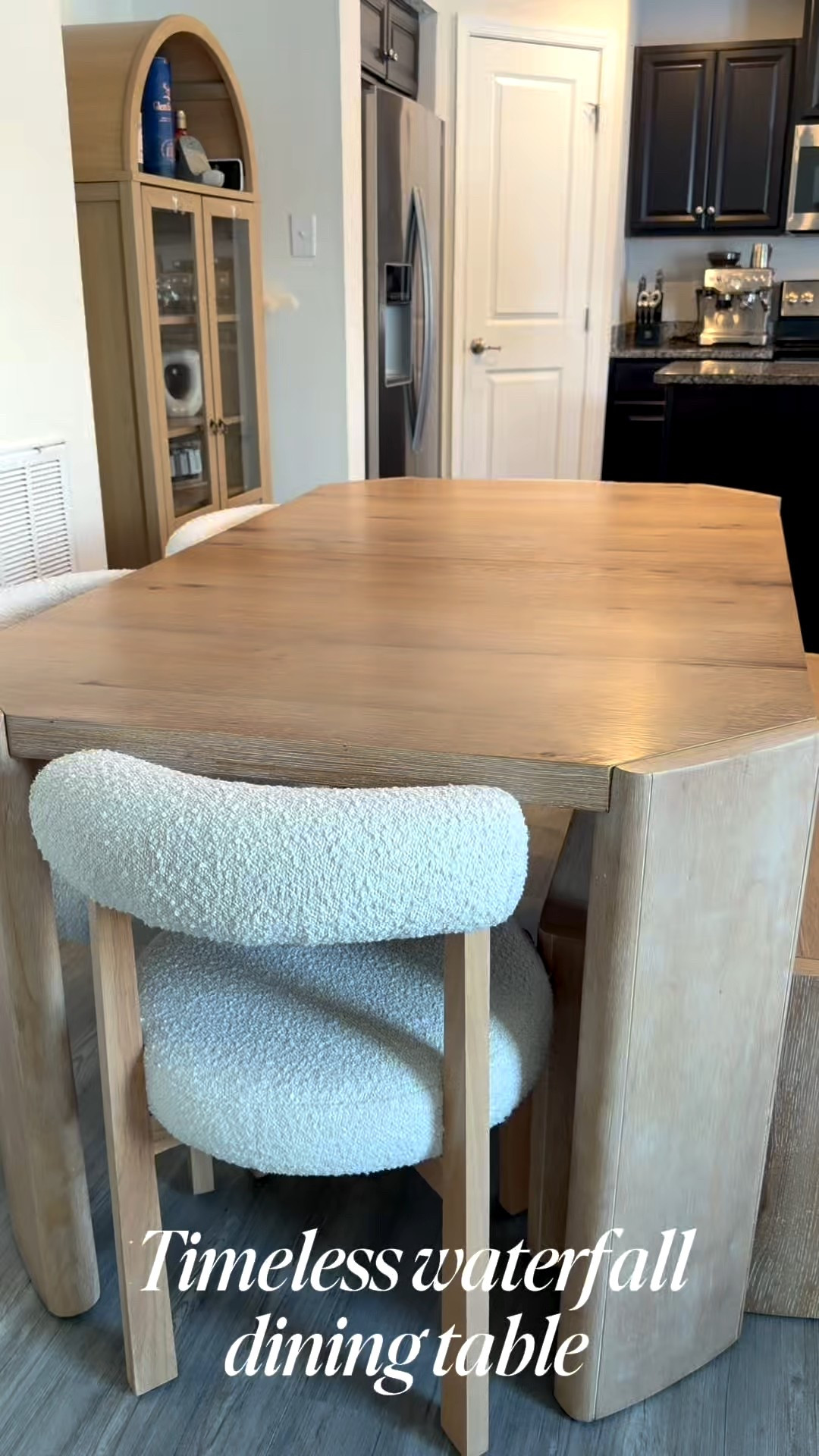 This waterfall wood dining table completely transformed our space 🤎 The clean lines + warm wood tone make it feel modern yet timeless.

The waterfall edges give this dining table such a high-end, custom look — but without the custom price

#diningtable #diningroom #modern #organic #boucle #diningchair #bouclechair #woodentable 

#LTKHome