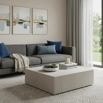 35" Beige Stone Square Block Coffee Table | Wayfair North America